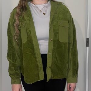 Green Forever 21 corduroy button up